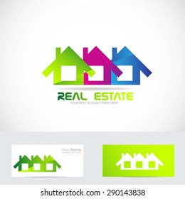 Vector company logo icon element template house real estate set