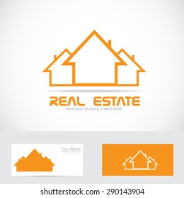 Vector company logo icon element template real estate orange house shape
