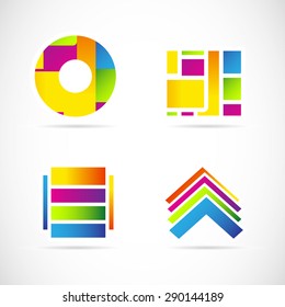 Vector company logo icon element template set colors 