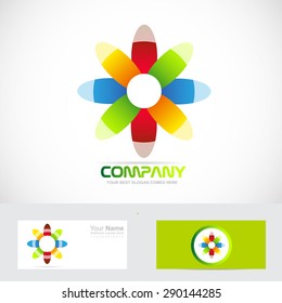 Vector company logo icon element template colored flower media advertising concept