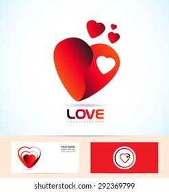 Vector company logo icon element template dating valentine's red heart set