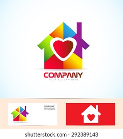 Vector company logo icon element template real estate house love heart set
