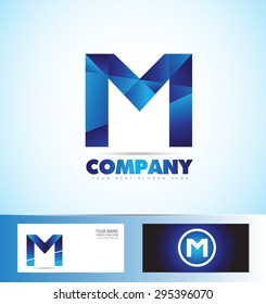 Vector company logo icon element template alphabet letter M blue 