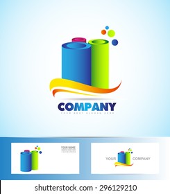 Vector company logo icon element template abstract cylinder tube orange green blue purple