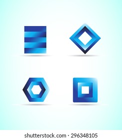 Vector company logo icon element template design set 3d blue corporate business brand