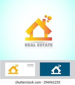 Vector company logo icon element template house shape 3d real estate realty business