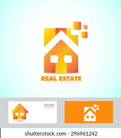 Vector company logo icon element template house real estate icon 3d orange