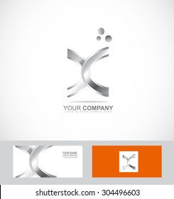 Vector company logo icon element template metal abstract silver 3d  