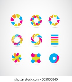 Vector company logo icon element template set colors business circle corporate colored  