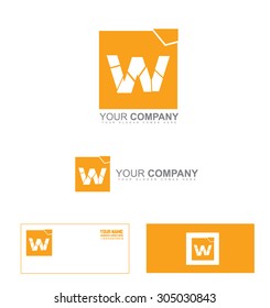 Vector company logo icon element template alphabet letter w broken pieces white orange  