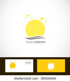 Vector company logo icon element template sun birds swoosh tourism  