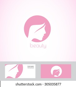 Vector company logo icon element template woman face profile silhouette beauty cosmetics  