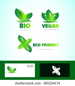 Vector company logo icon element template bio eco friendly vegan veganism