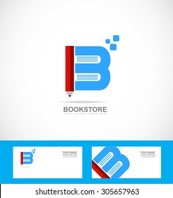 Vector company logo icon element template book logo pencil bookstore library