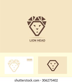 Vector company logo icon element template lion head stylized animal jungle king leader wild wildlife safari