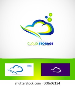 Vector company logo icon element template cloud hosting storage data upload blue green