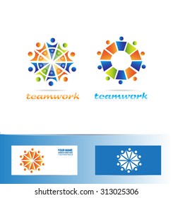 Vector company logo icon element template people together abstract team teamwork set