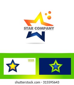 Vector company logo icon element template star set abstract orange blue business card
