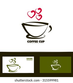 Vector company logo icon element template coffee cup red heart concept 