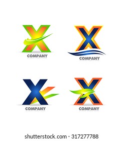Vector company logo icon element template letter x colors set extreme sport