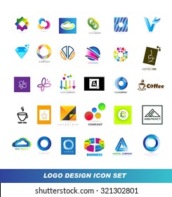 Vector company logo icon element template big set various industries