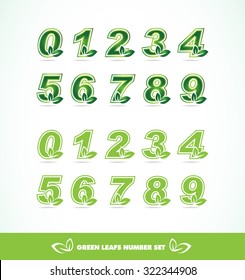 Vector company logo icon element template green leaf number set
