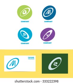 Vector company logo icon element template flat set colors letter a m v s circle