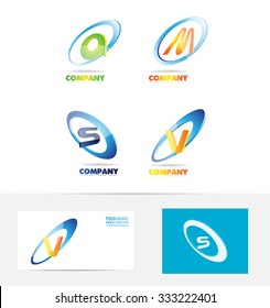 Vector company logo icon element template 3d letter alphabet set colors a m v s