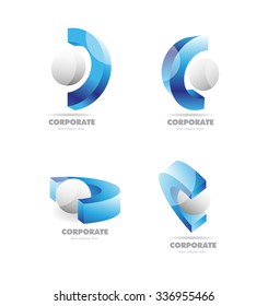 Vector company logo icon element template 3d abstract corporate business set