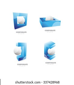 Vector company logo icon element template corporate business square sphere 3d set