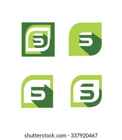 Vector company logo icon element template letter s flat set shadow