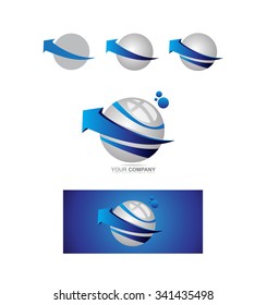 Vector company logo icon element template business sphere arrow 3d