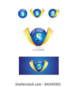 Vector company logo icon element template alphabet letter s sphere 3d