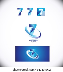 Vector company logo icon element template number seven 7 set 3d