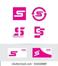 Vector company logo icon element template letter s alphabet arrow pink set