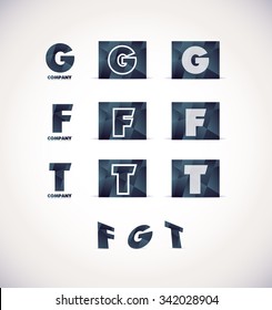 Vector company logo icon element template letter g f t dark blue set