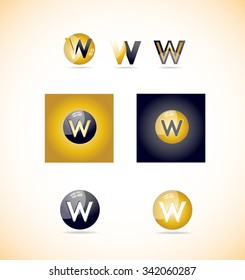 Vector company logo icon element template letter w alphabet gold golden set
