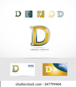 Vector company logo icon element template alphabet letter d gold yellow