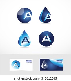 Vector company logo icon element template alphabet letter a blue waterdrop sphere