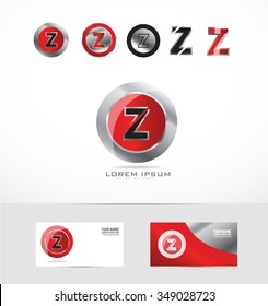 Vector company logo icon element template alphabet letter z metal games media set