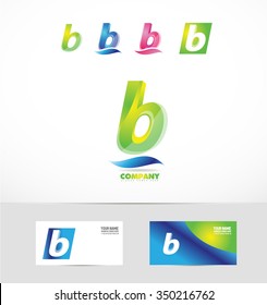 Vector company logo icon element template alphabet letter small b 3d colors set