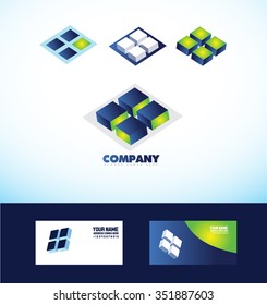 Vector company logo icon element template abstract cube square business set