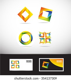 Vector company logo icon element template corporate business colors square circle rhombus abstract splash