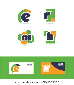 Icono del logotipo de la empresa vectora plantilla de elemento color azul naranja pequeño alfabeto