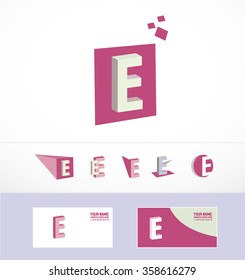 Vector company logo icon element template alphabet letter e 3d set pink purple