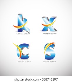 Vector company logo icon element template blue abstract alphabet letter k x c s