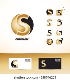 Vector company logo icon element template letter s alphabet sphere gold black