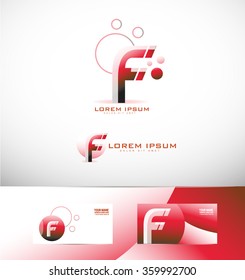 Vector company logo icon element template alphabet letter f red abstract 3d