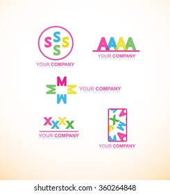 Vector company logo icon element template letter alphabet s m a x flat set