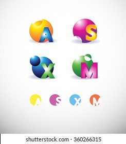 Vector company logo icon element template colors letter a s m x sphere 3d
